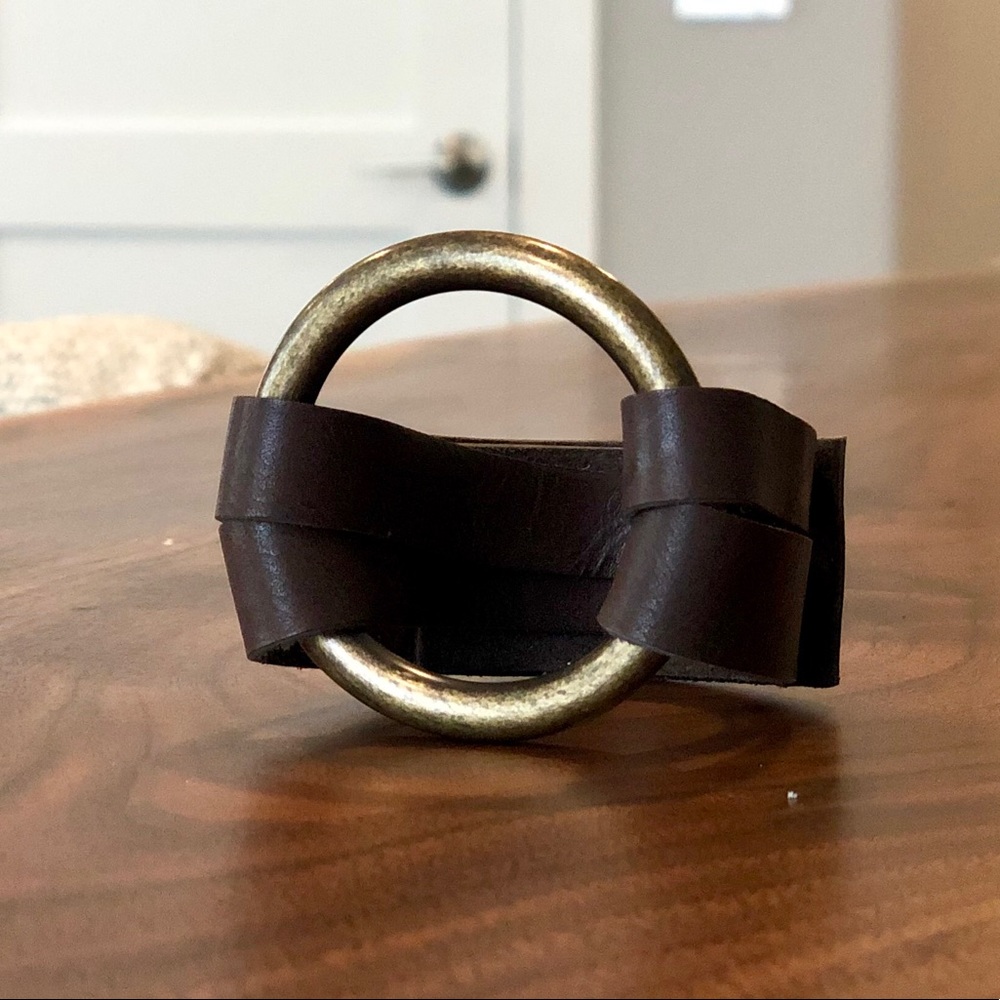Brown Leather & Antique Brass Bracelet